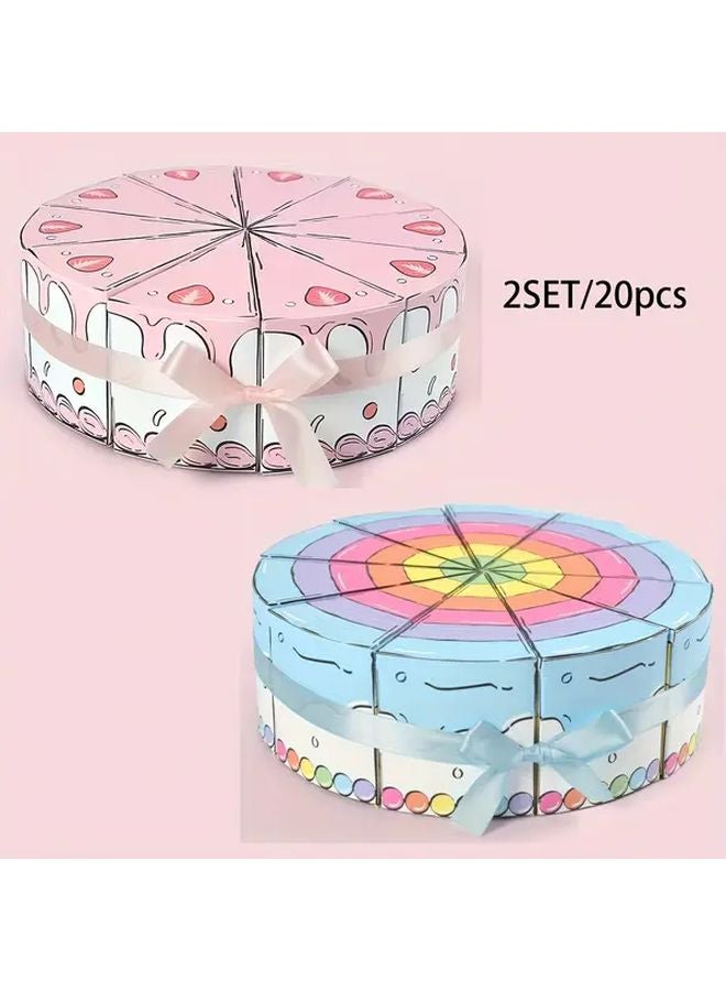 Pink Triangle Cake Gift Box 20pcs High End Creative Paper Box With Ribbon For Birthdays Weddings - Image 1